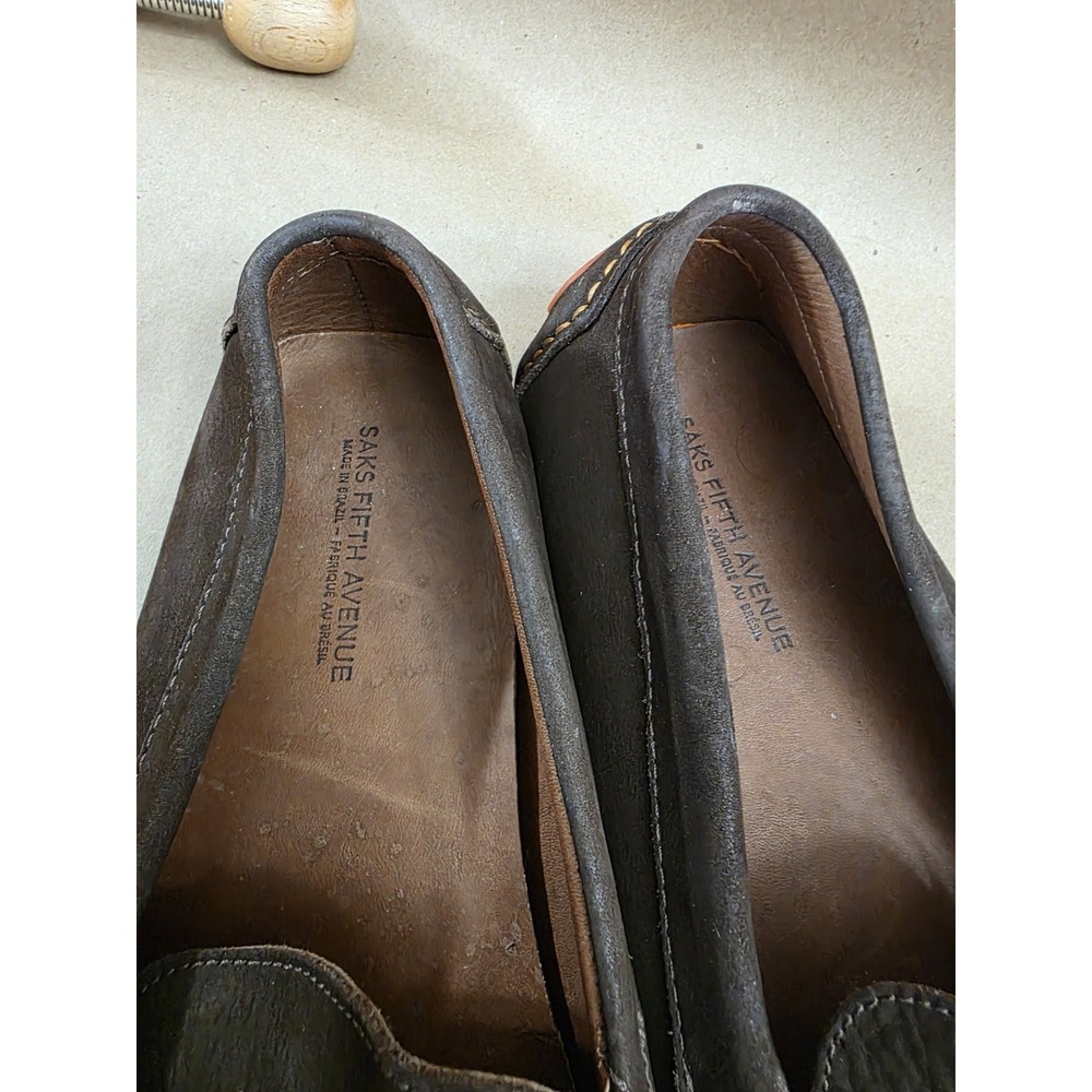 Saks Fifth Avenue (Sz 11 M) Horsebit Driving Loafer Men's Brown Nubuck - Picture 7 of 12